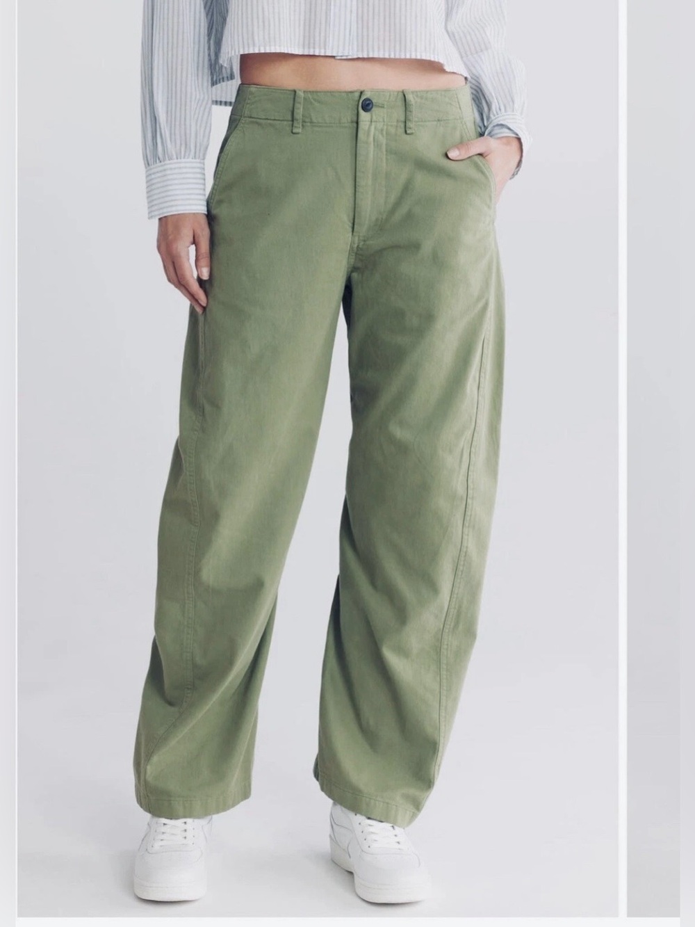 Rag & Bone Jones Olive Green Pant Khaki Size 6 100% cotton High Waist Wide Leg